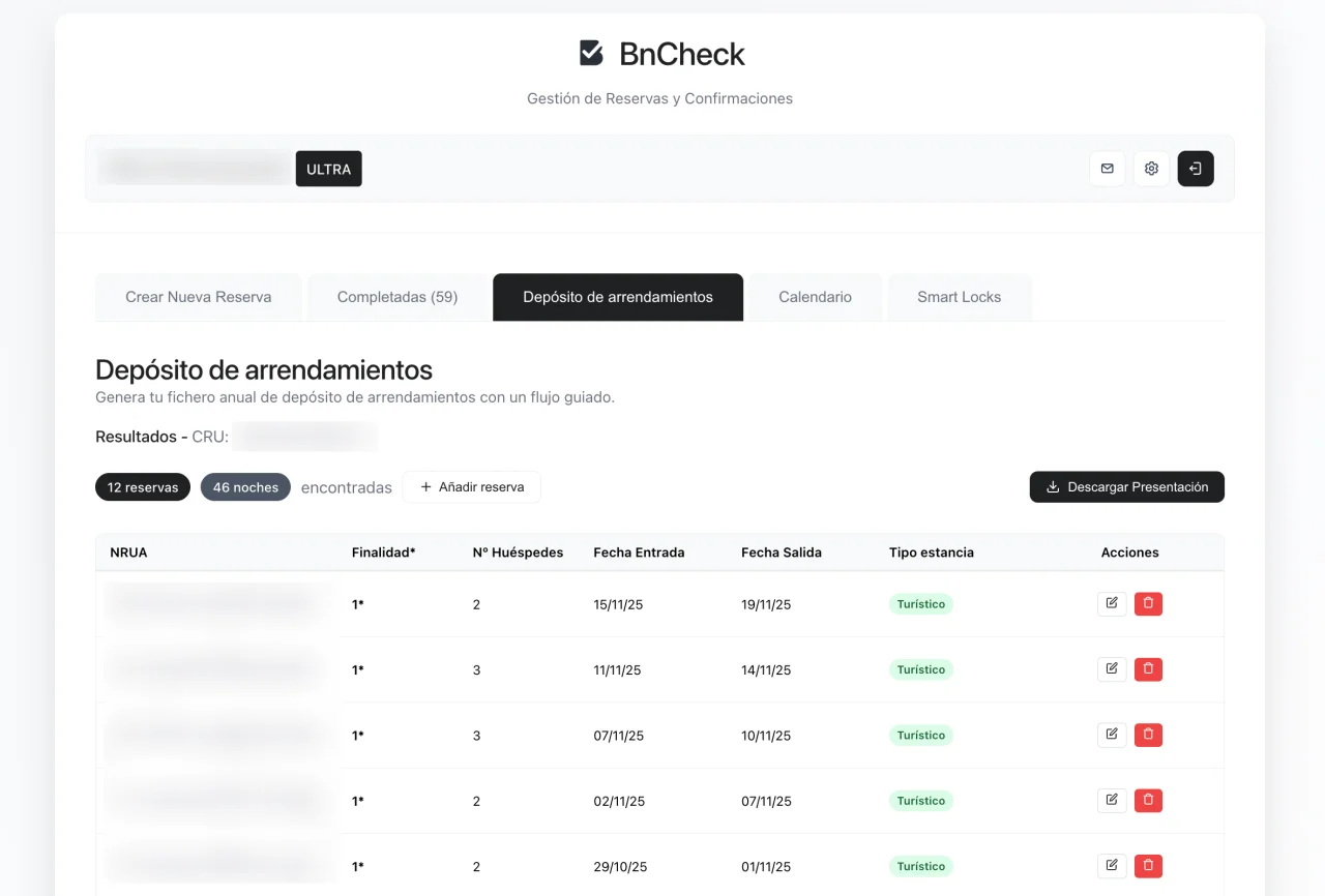 BnCheck dashboard to import SES Hospedajes data into the informative model
