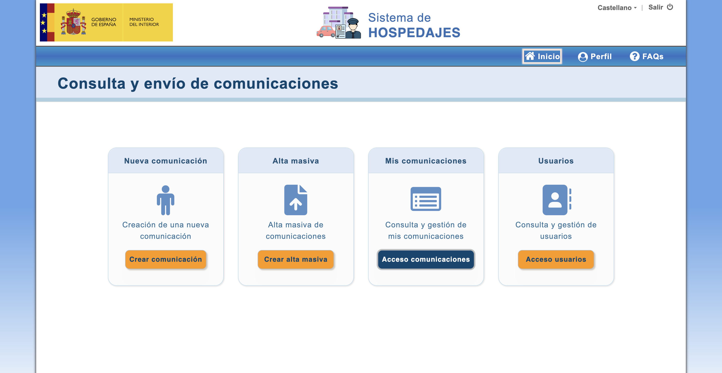 Pantalla de Mis comunicaciones en SES