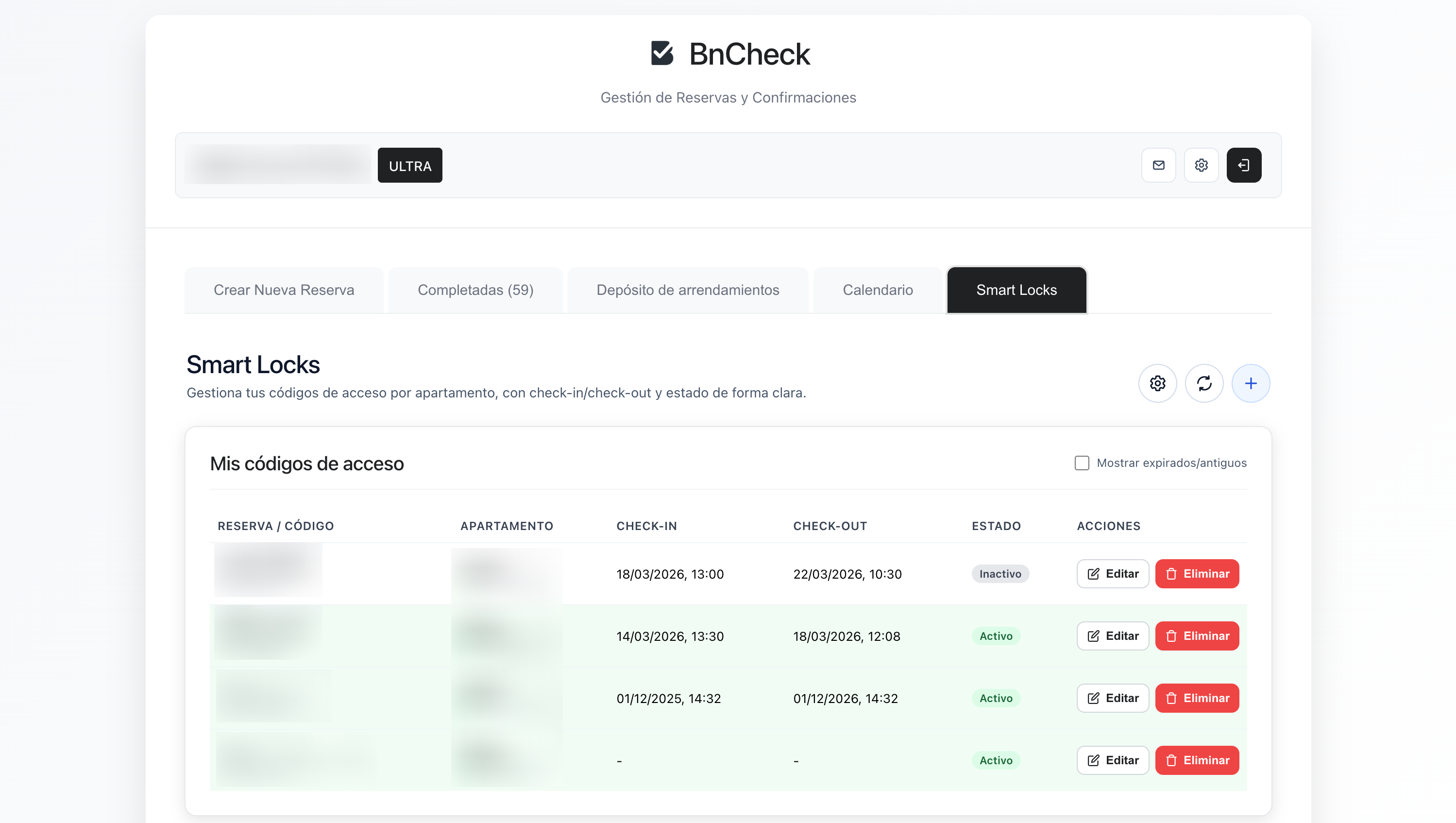 Cuadro de mando centralizado de cerraduras inteligentes Nuki y Yale